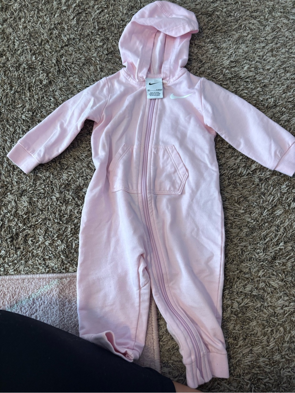 Nike Light Pink Hooded Baby One-Piece Footie